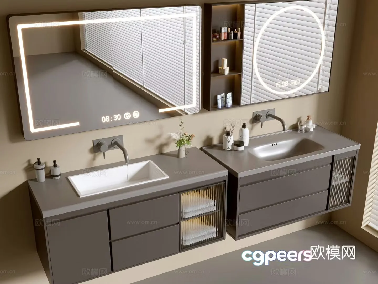 Modern bathroom cabinet bathroom basin bathroom ornaments mirror cabinet sink 3d model