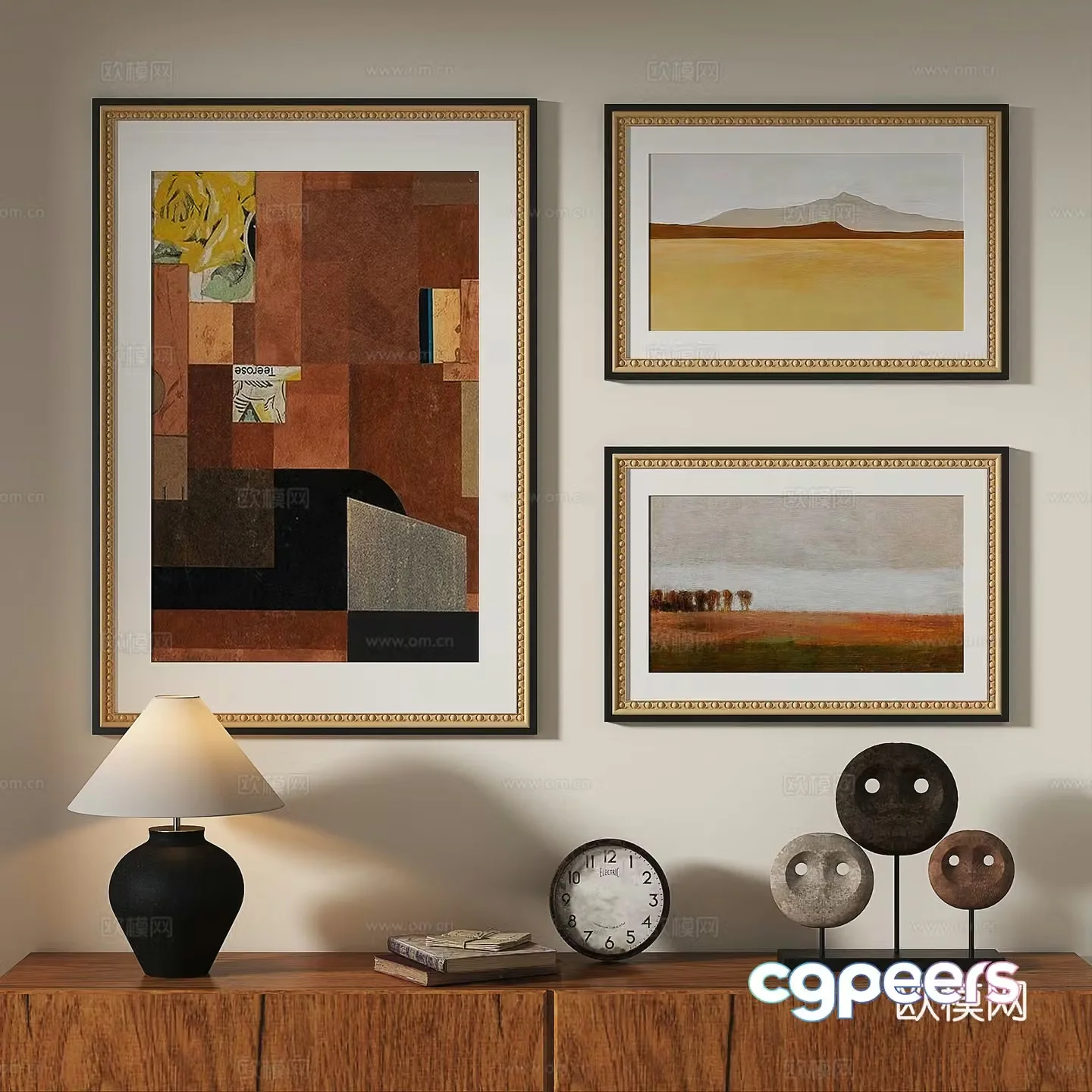 Modern French retro medieval oil painting abstract decorative painting 3d model