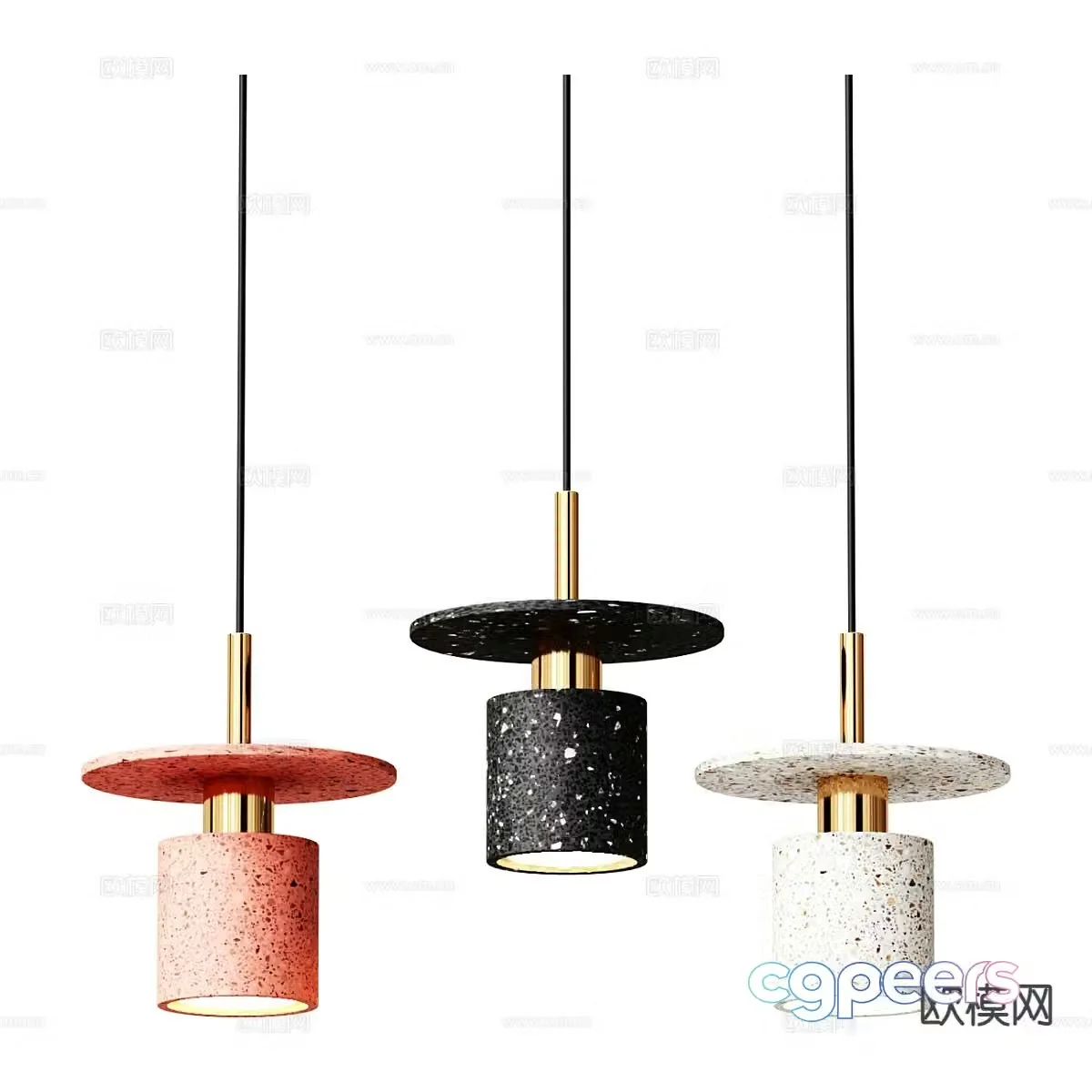 Modern terrazzo chandelier 3d model