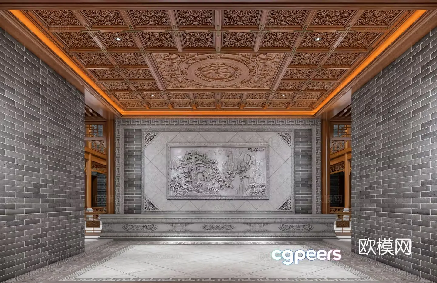 Classical courtyard hall 3D model