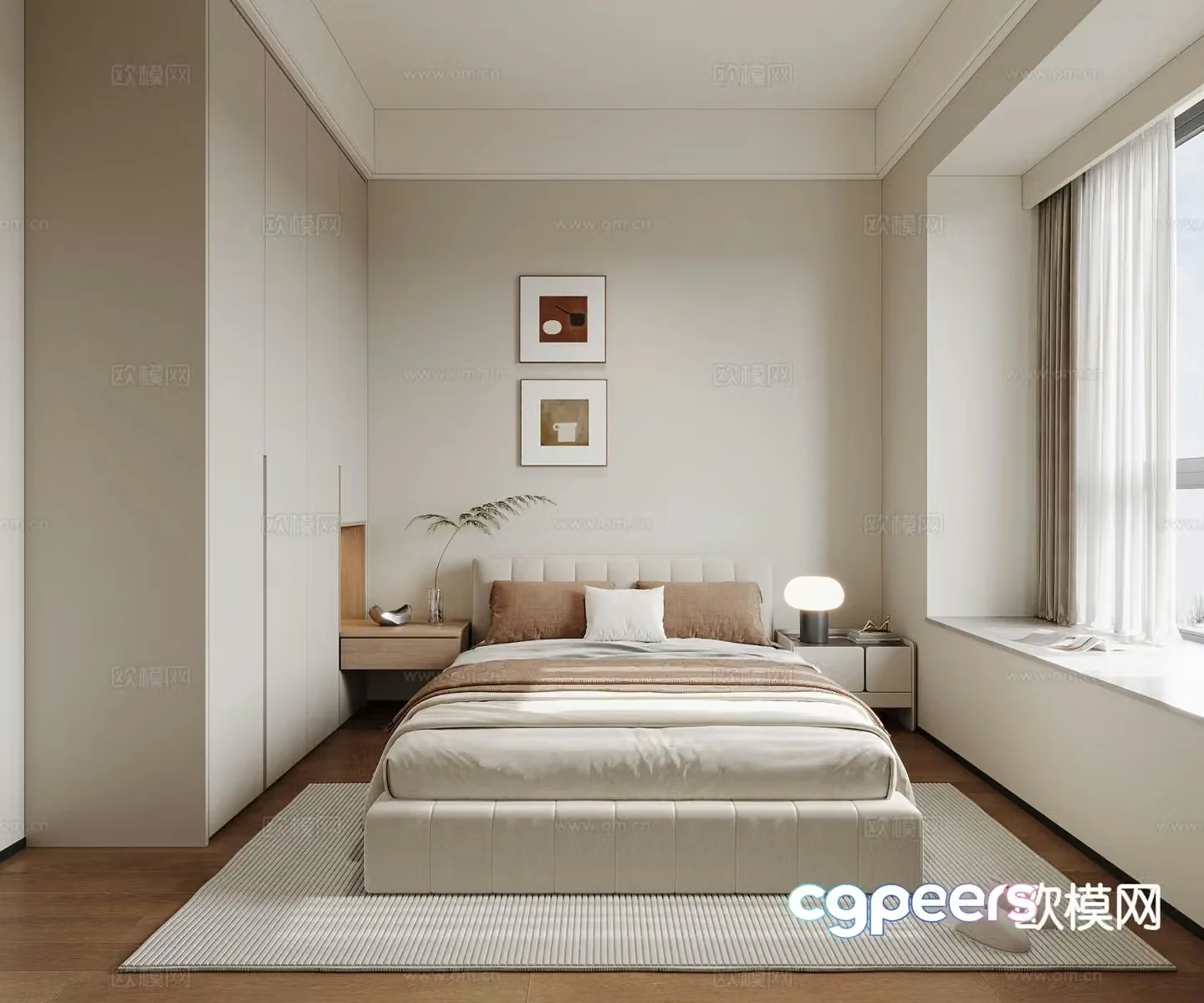 Cream style bedroom master bedroom 3d model