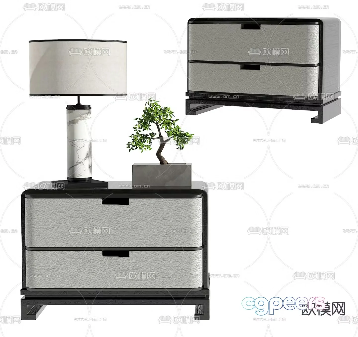 New Chinese style bedside table 3d model