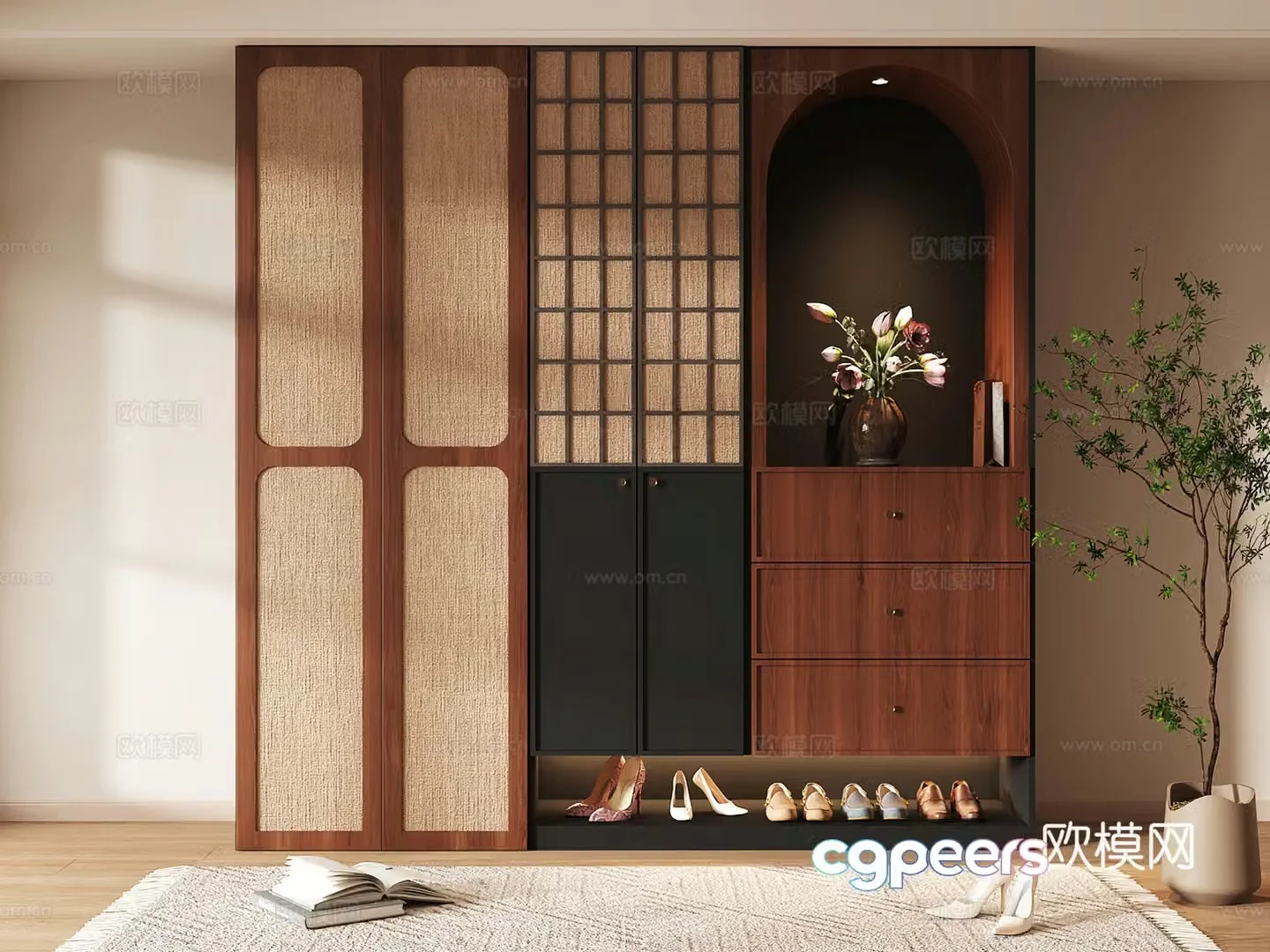 Shoe cabinet design shoe cabinet partition shoe cabinet porch shoe cabinet shoe cabinet rendering 3D model