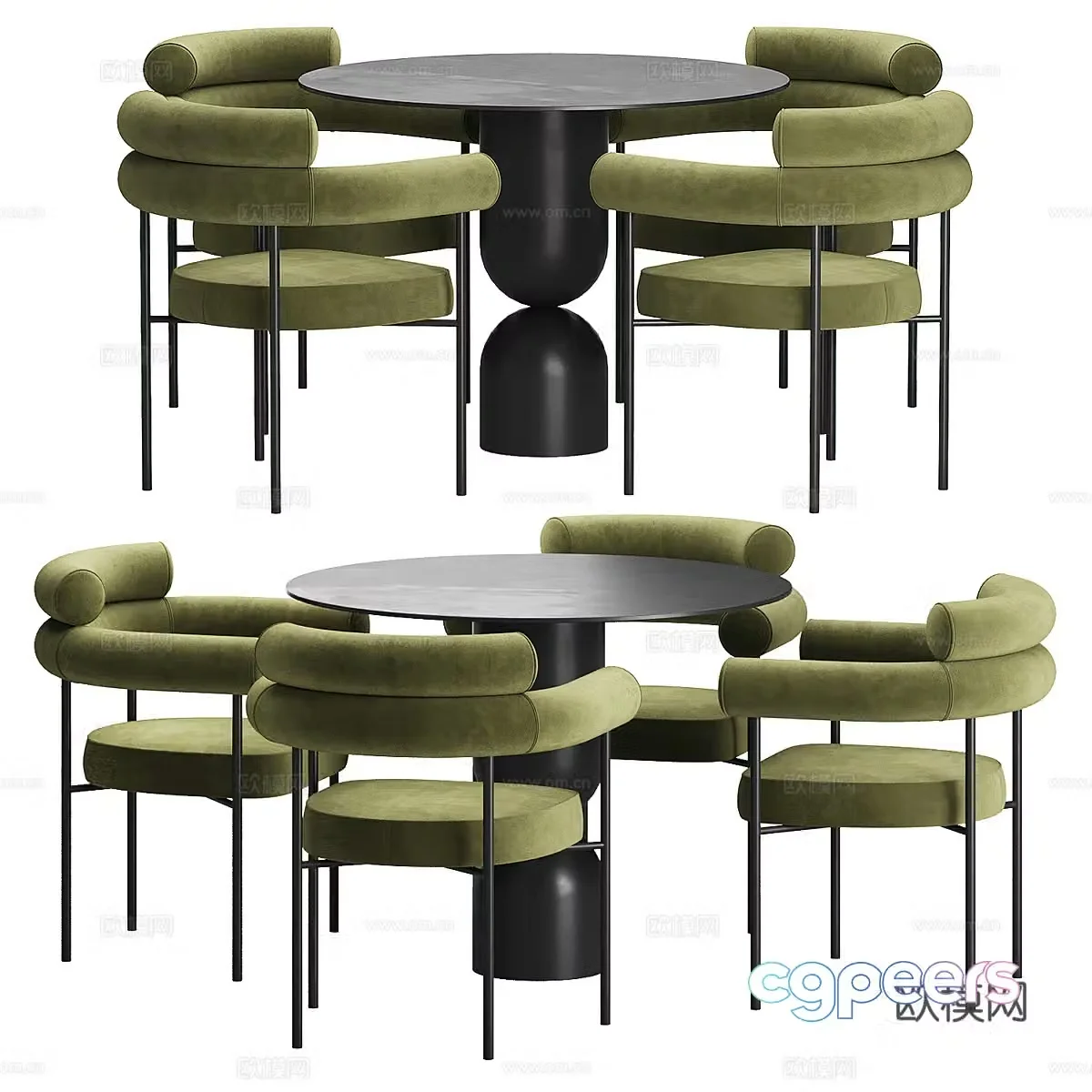 Modern Italian round dining table and chair 3d model