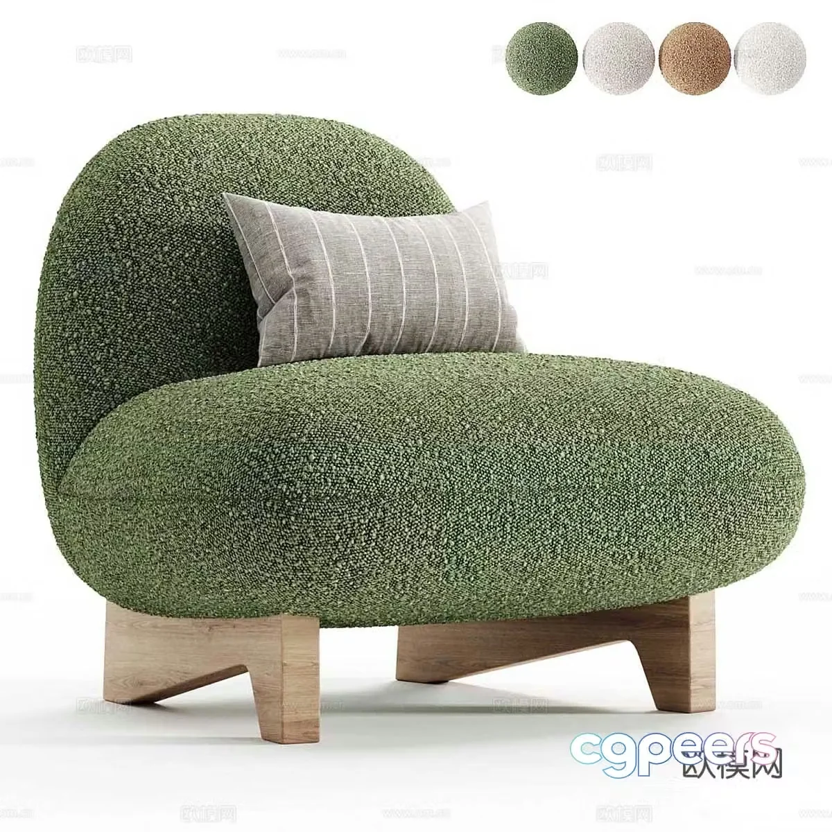 Modern cream style fabric sofa chair 3d model