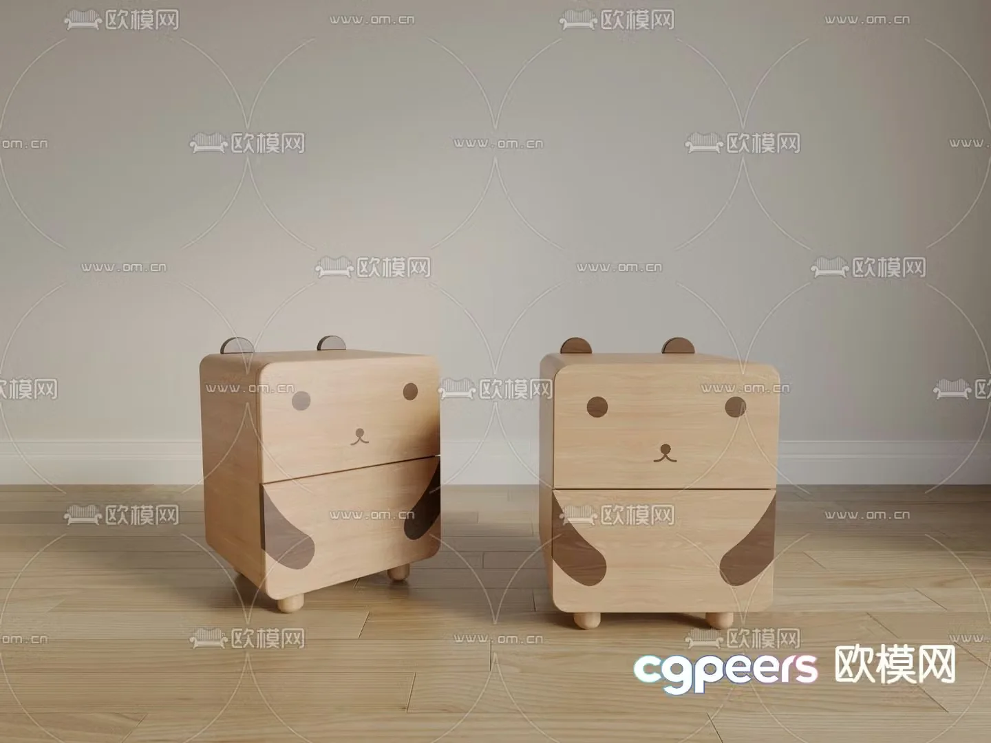 Cute Bear Side Cabinet Children’s Storage Cabinet 3D Model