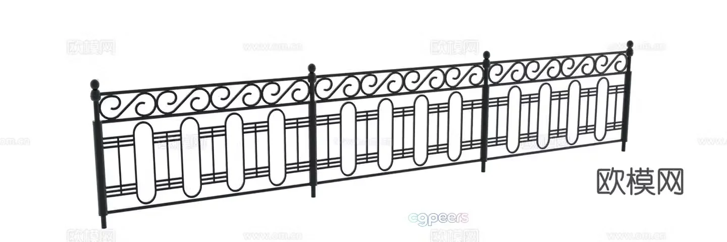 Guardrail Metal Guardrail Iron Guardrail Fence Iron Fence Railing Iron Railing Iron Railing 3D Model
