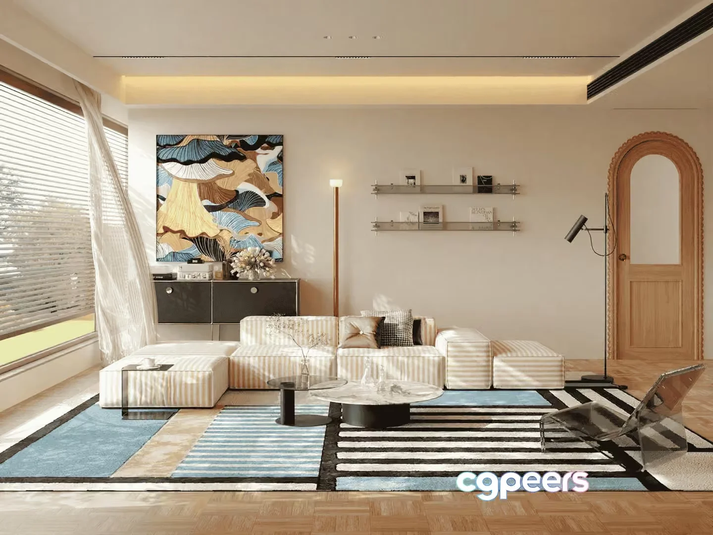 Modern Living Room 3D Model – 15353 – VRAY Render