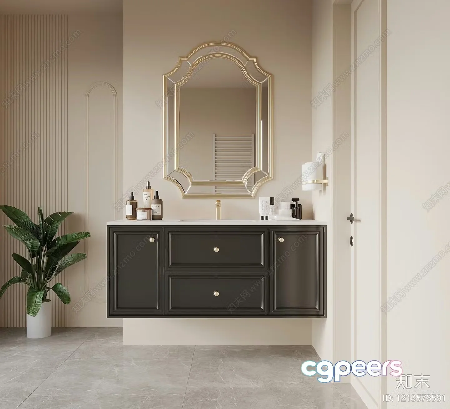 A Bathroom Vanity 3D Model – 7591 – VRAY Render