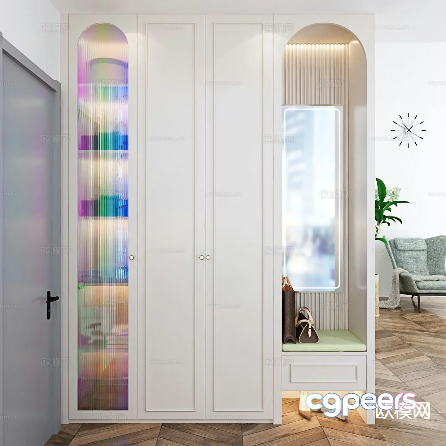 Jianou customized shoe cabinet 3D model