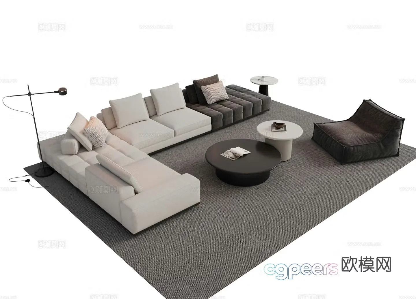 Modern Italian sofa combination Sofa coffee table combination Italian living room sofa decoration ornament cloth 3D model