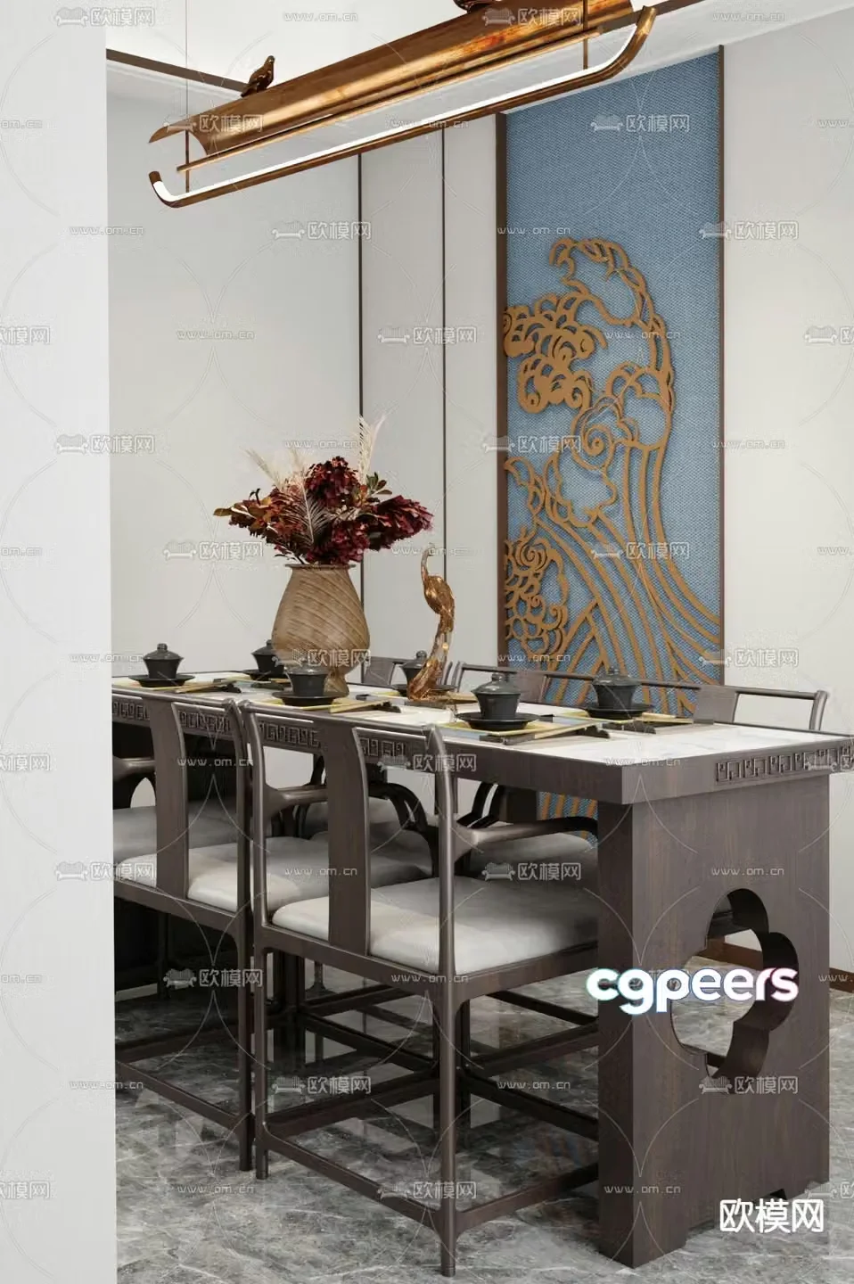 Zhongmu Design New Chinese Restaurant 3D Model