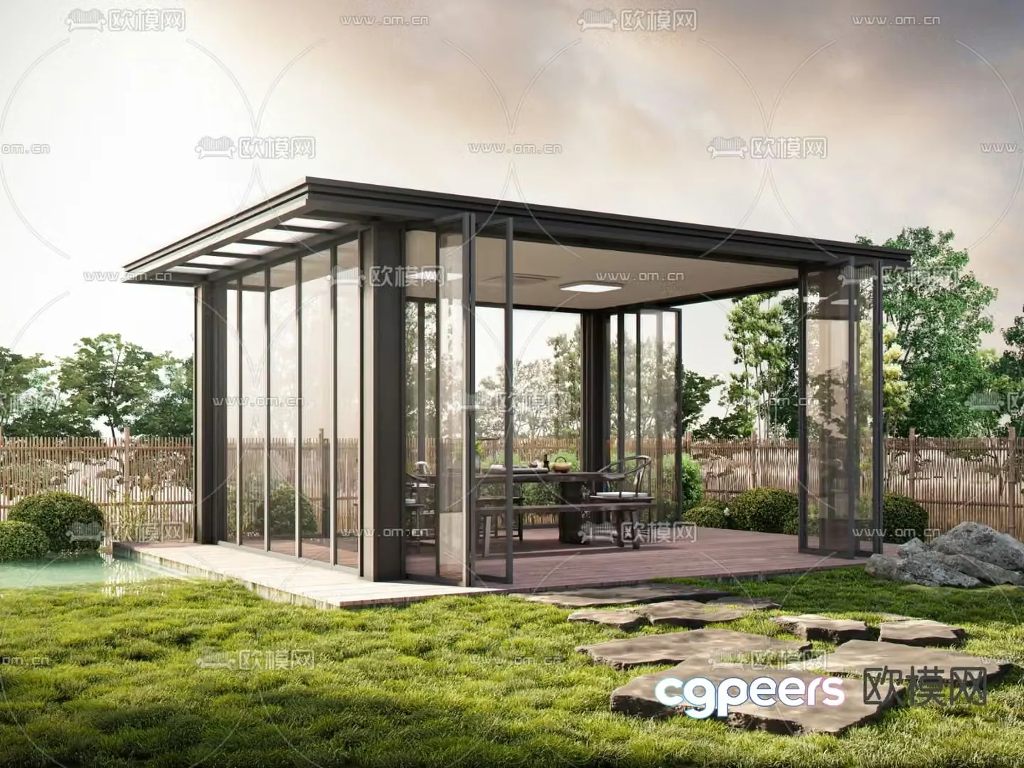 Garden pavilion garden landscape 3d model