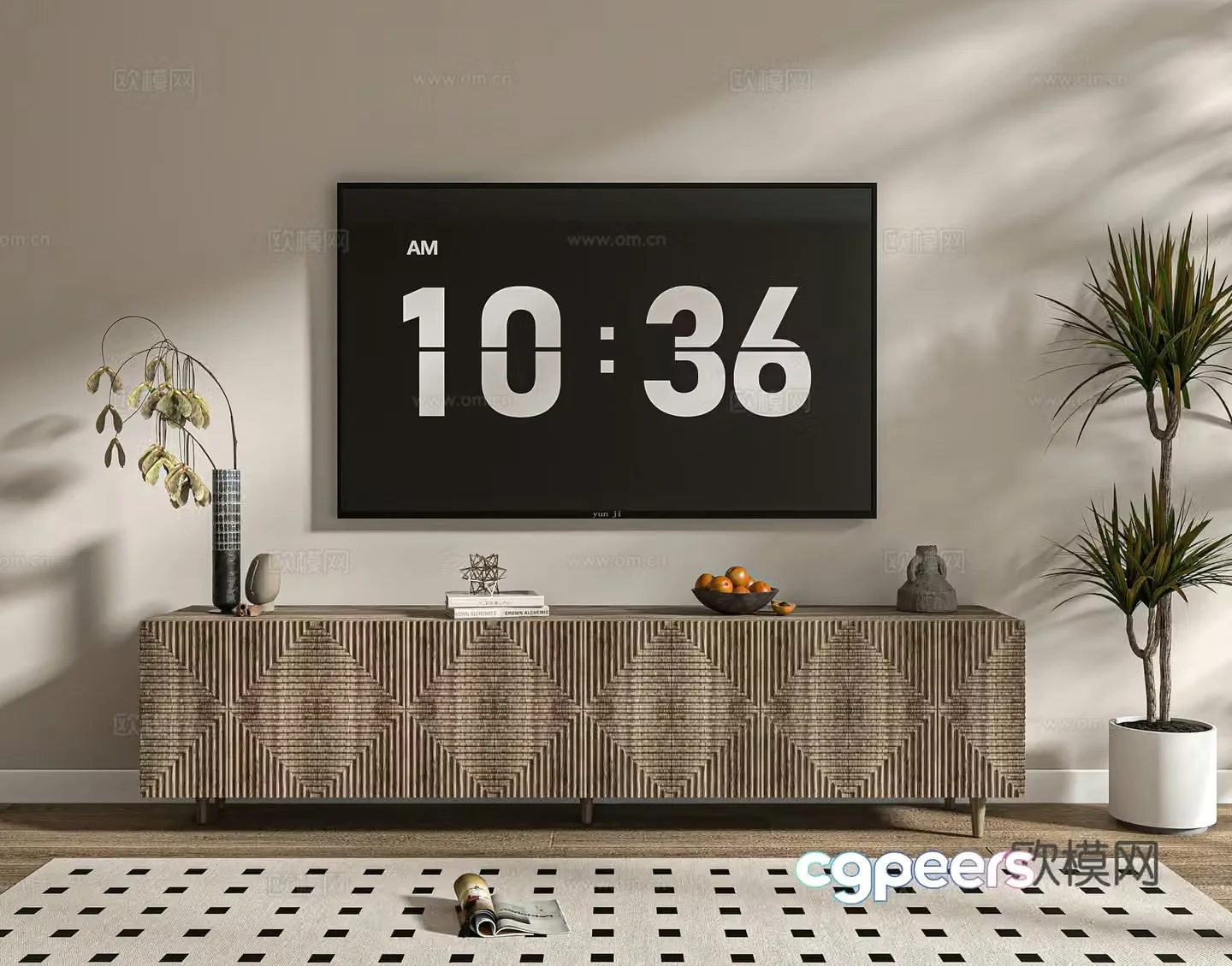 Middle-aged finished TV cabinet 3D model