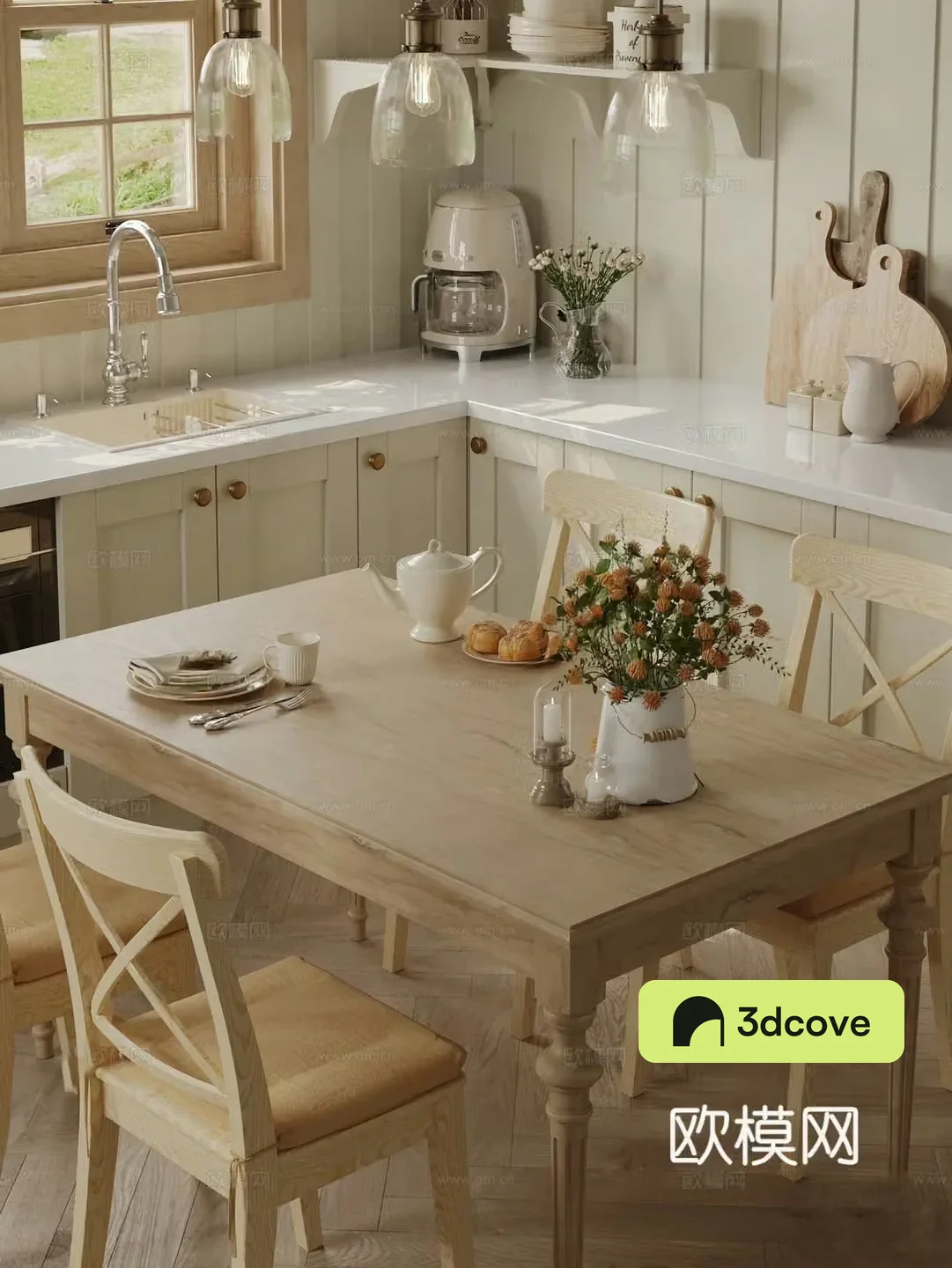 Nordic dining table and chairs solid wood dining table