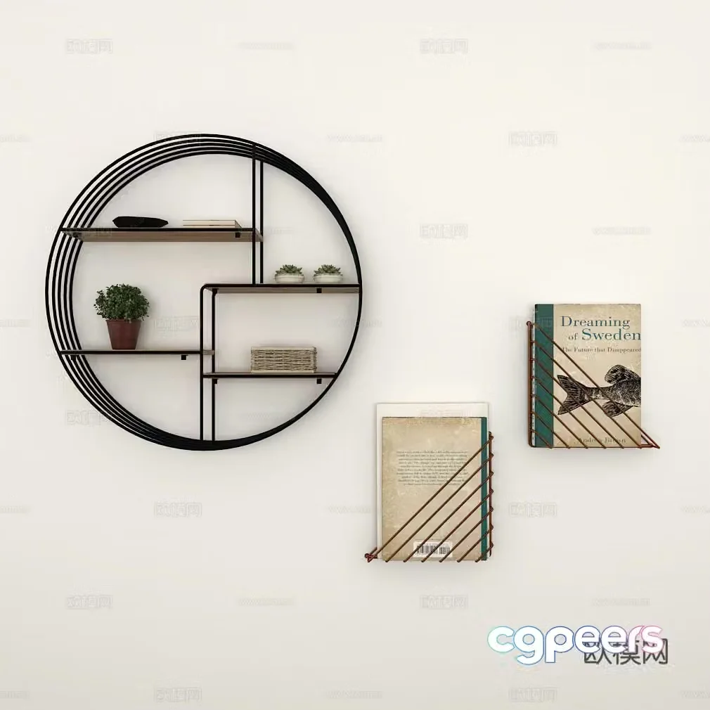 Nordic modern decorative frame combination 3D model