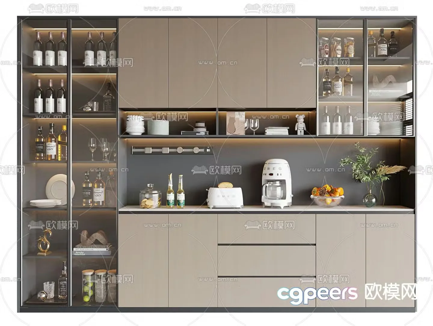 Modern wine cabinet sideboard 3d model