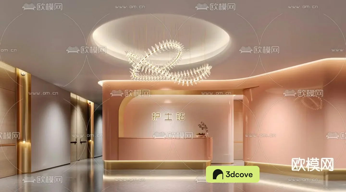 modern light luxury hospital nurse station reception desk