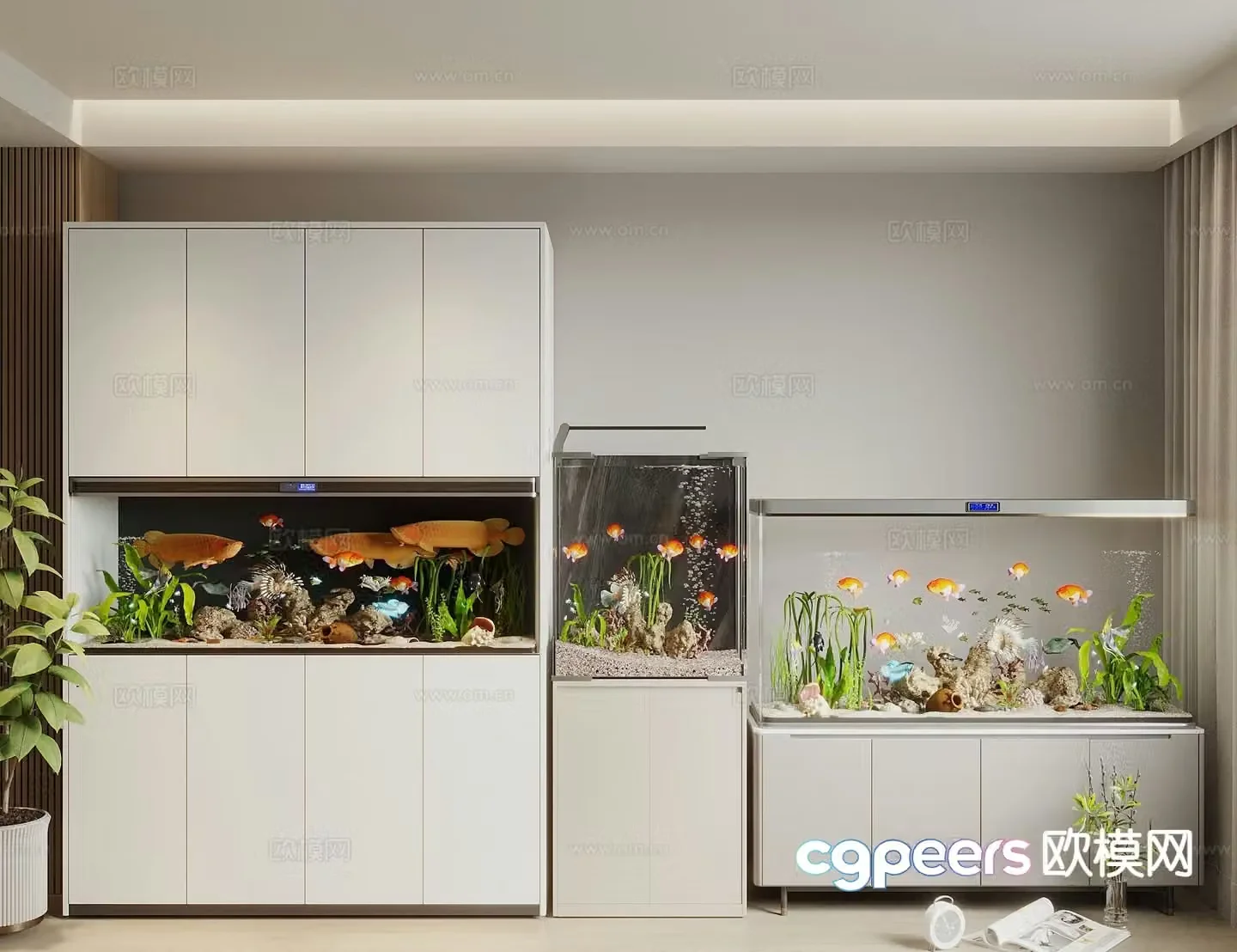 glass fish tank aquarium tropical fish 3d model