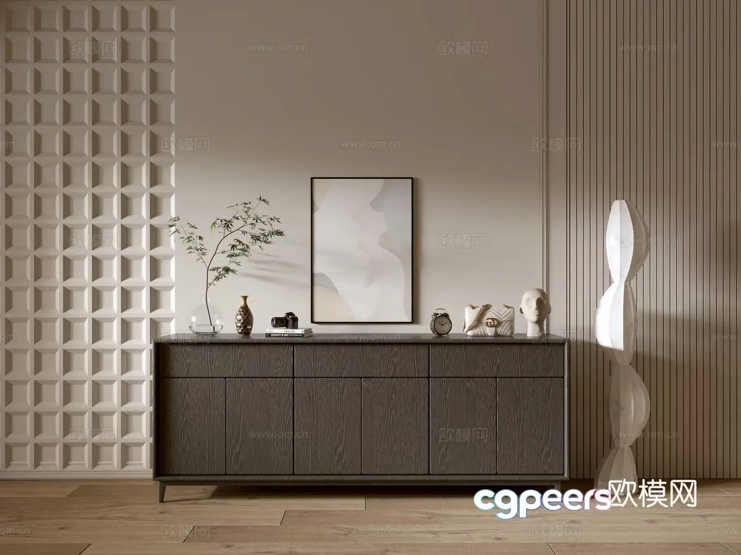 Modern black cabinet ins wind side cabinet chest cabinet low cabinet whole cabinet dining side cabinet balcony cabinet 3d model