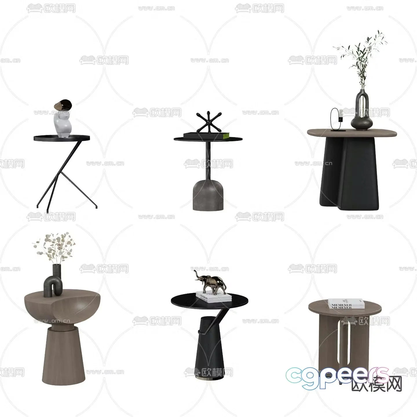 Modern round table side table angle table 3D model