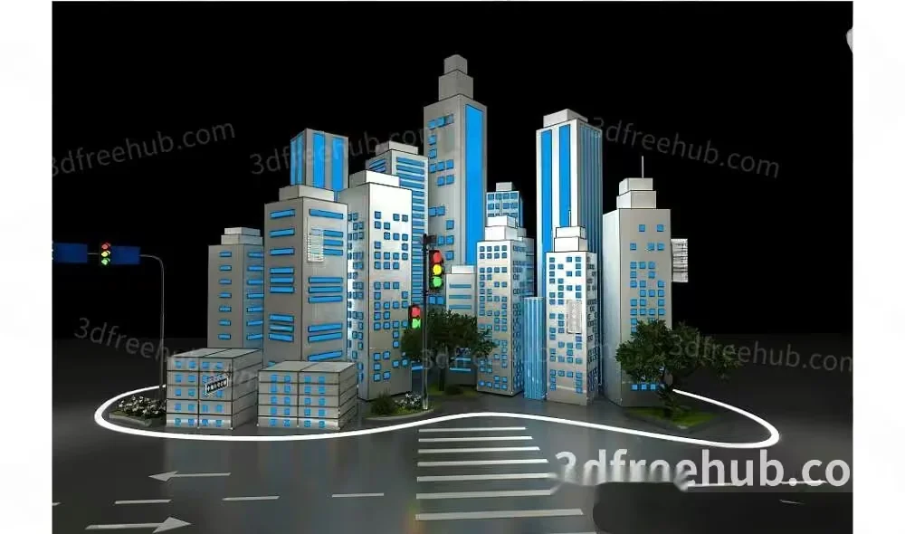 The Single Main Subject Is A Cityscape With A 3D Rendering Of 3D Model – 20607 – VRAY Render