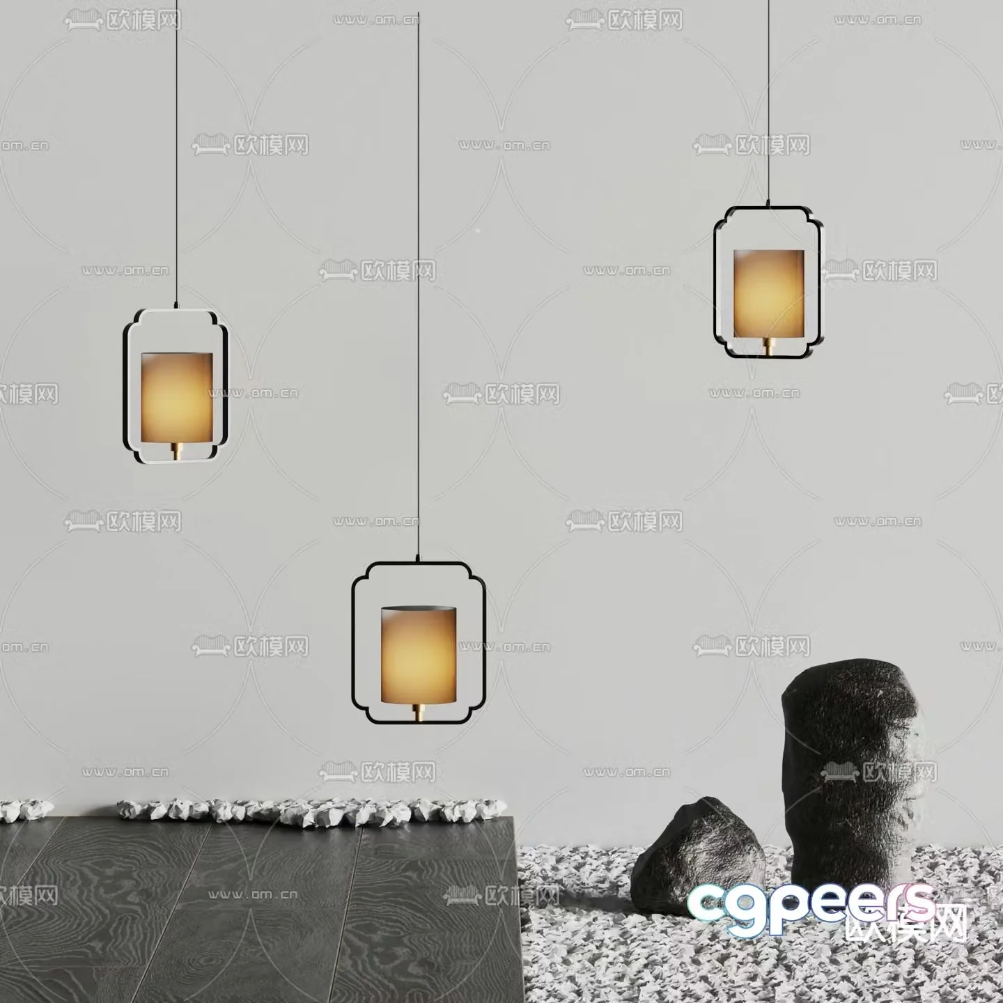 Circus new Chinese style chandelier small lantern 3d model