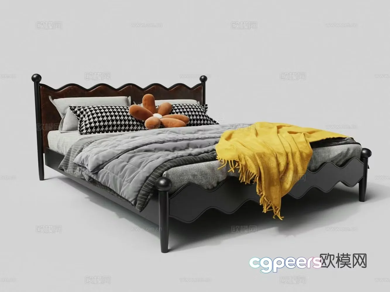 Nordic double bed 3d model