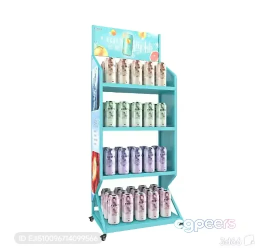 A Blue Display Rack With Cans 3D Model – 3075 – VRAY Render
