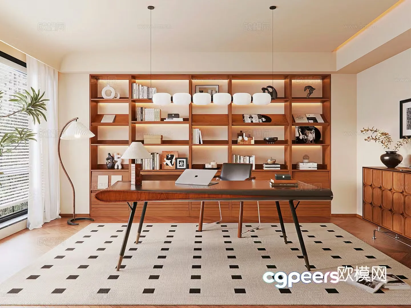 Middle-aged study room 3D model