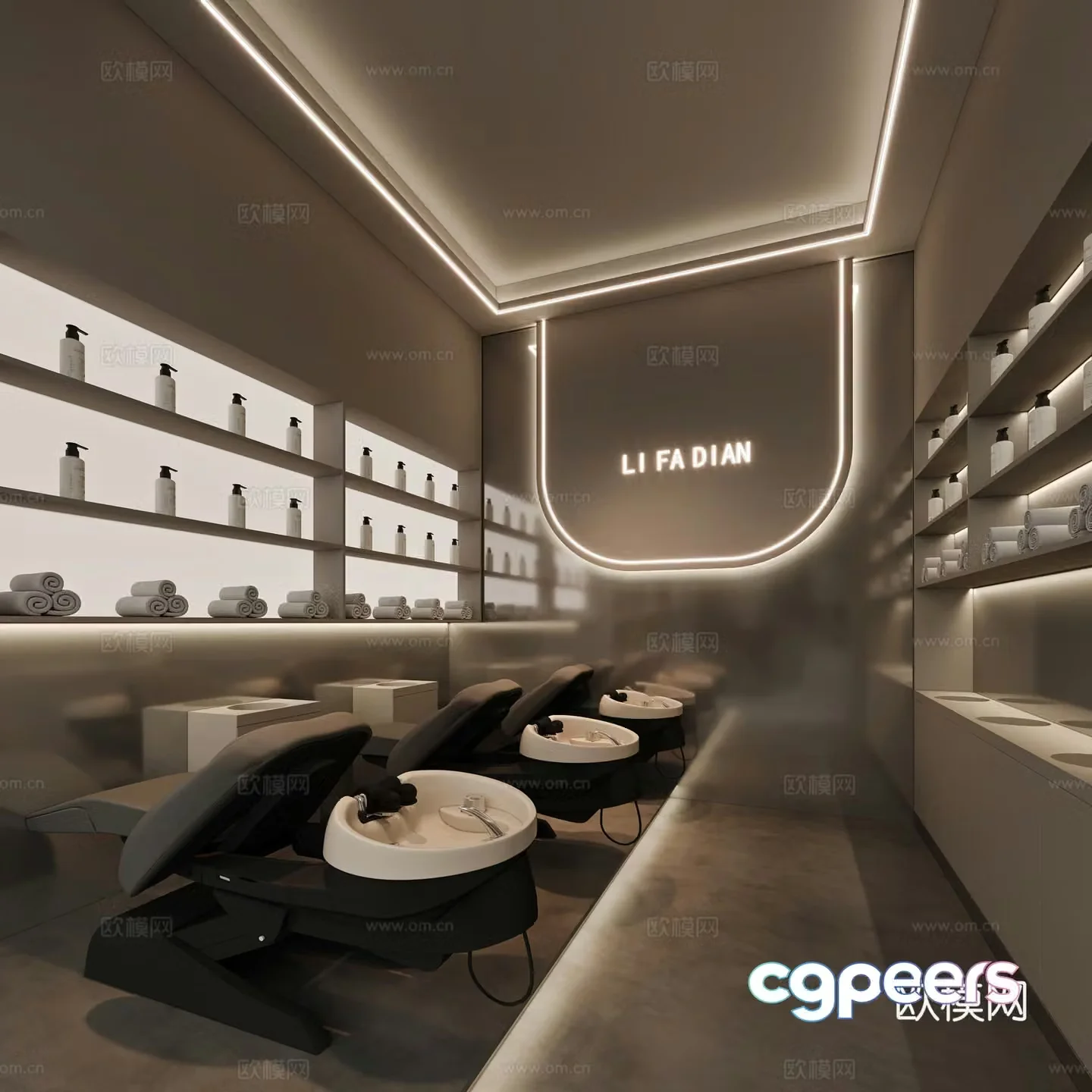 Modern barber shop 3d model