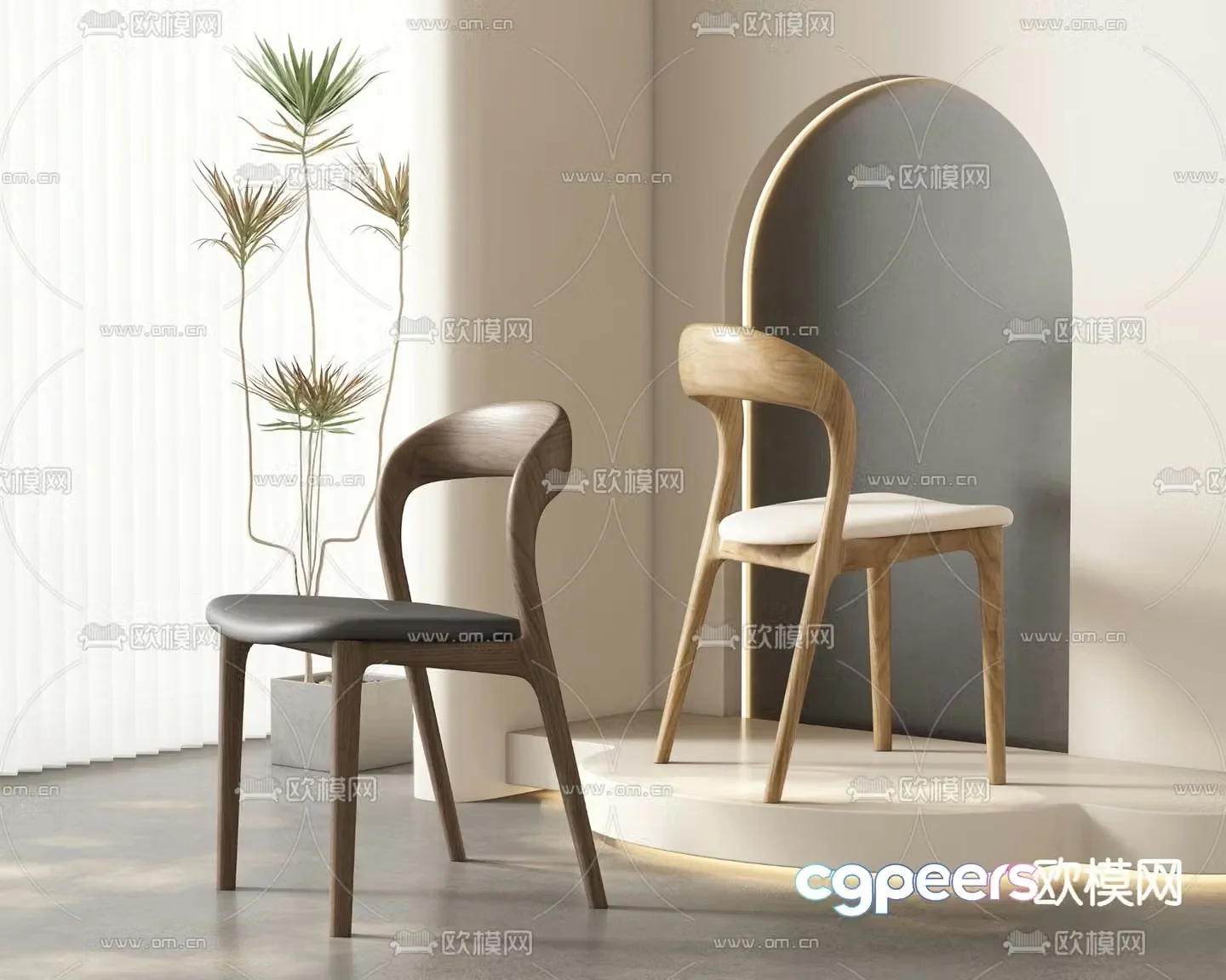 Wabi-sabi chair dining chair 3d model