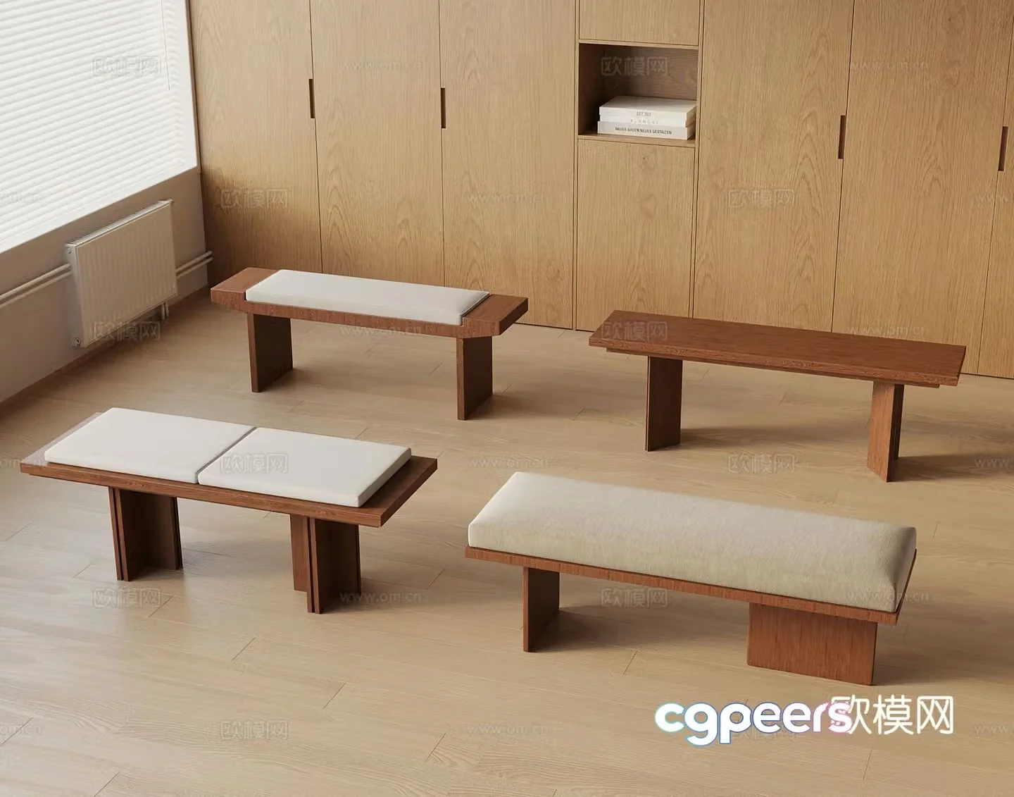 wabi-sabi stool bench bed end stool 3d model