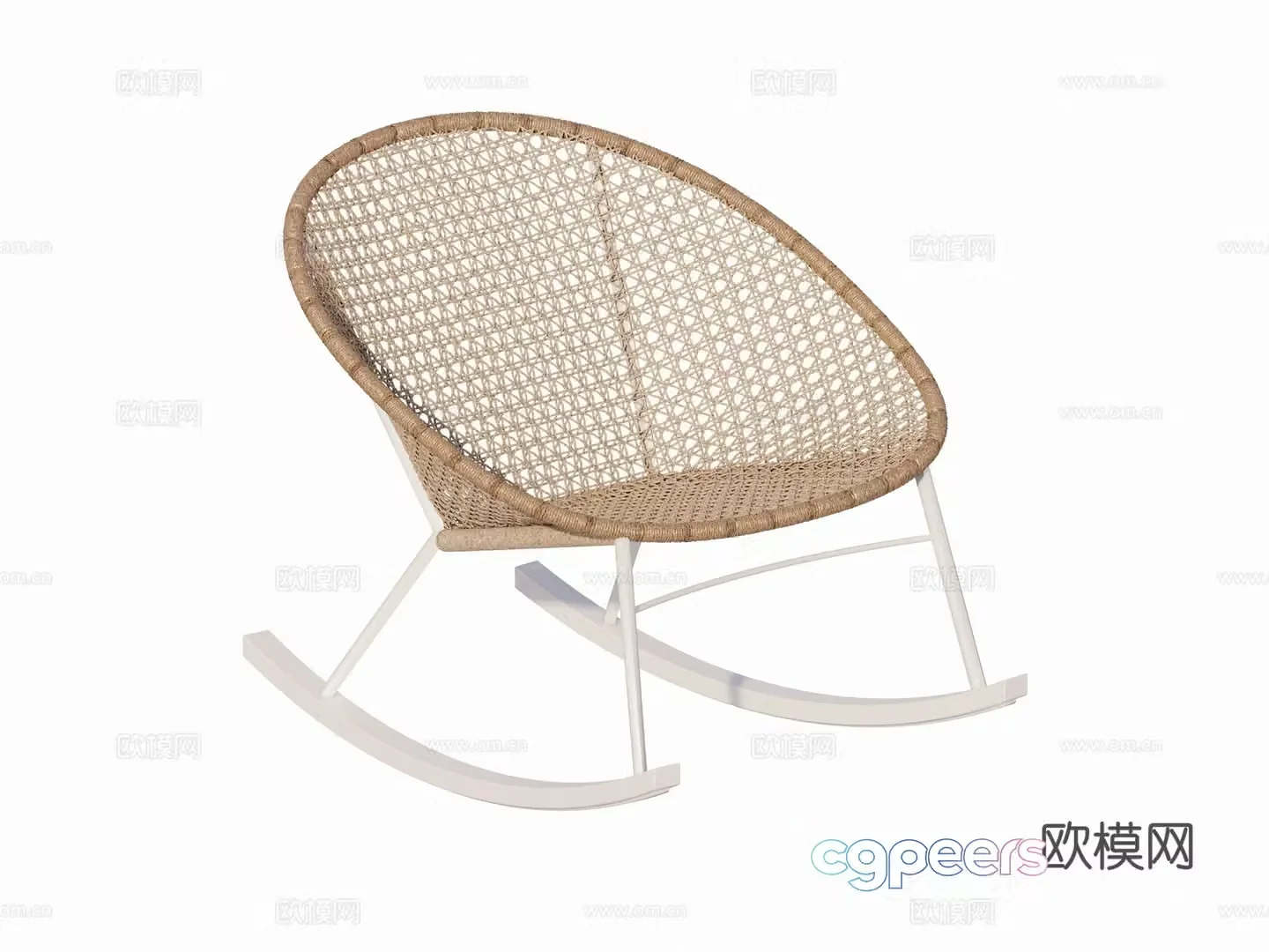 Modern Chinese New Chinese Rocking Chair Rattan Chair Single Chair Courtyard Outdoor Chair Combination 3D Model