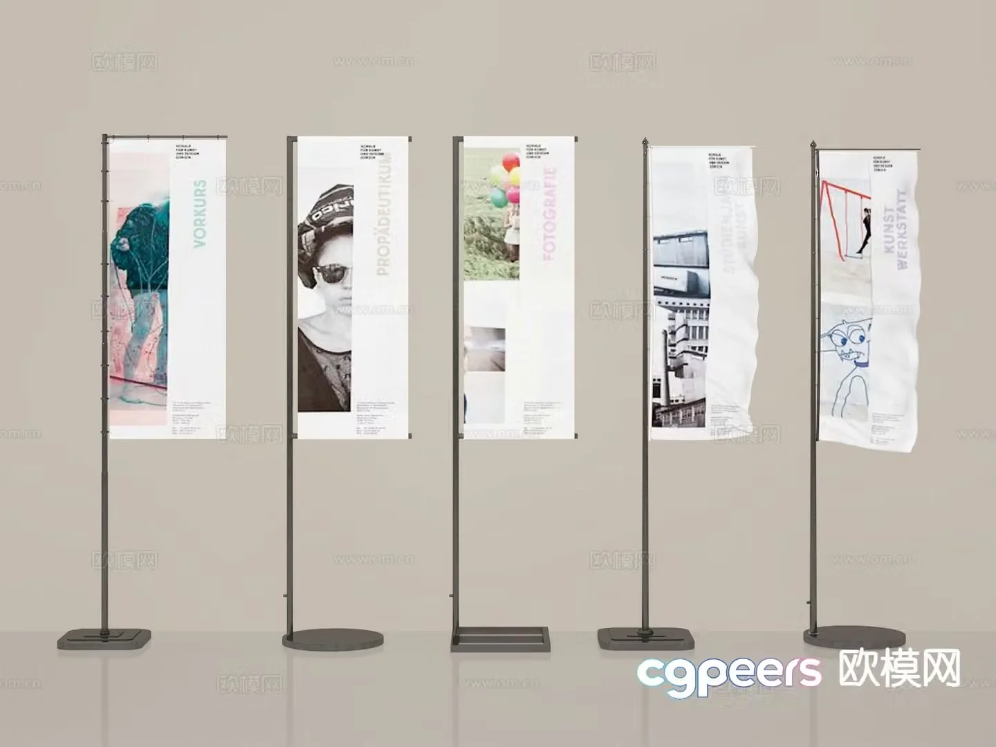 Advertising flag roll up 3d model