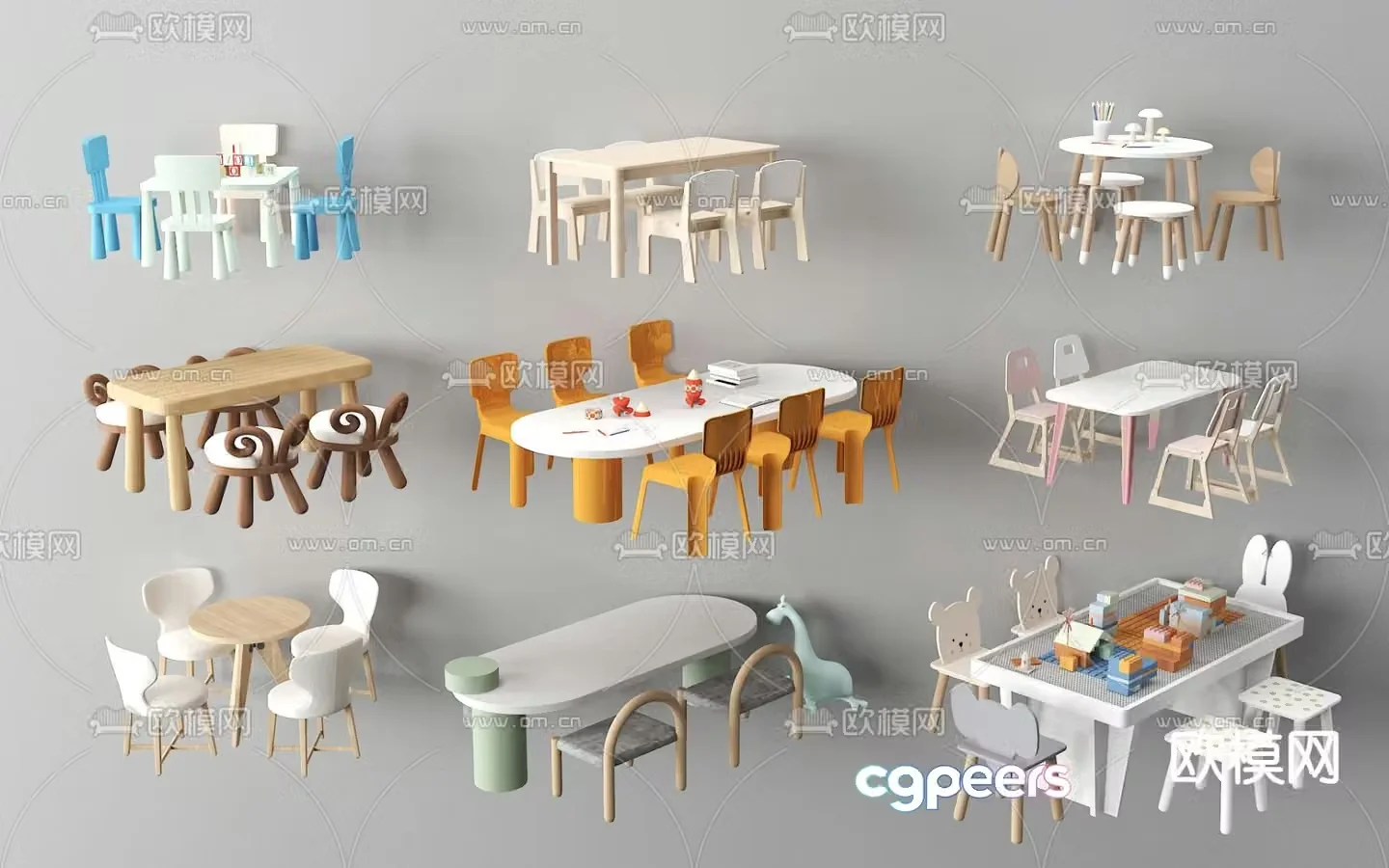 Children’s desk and chair desk 3d model