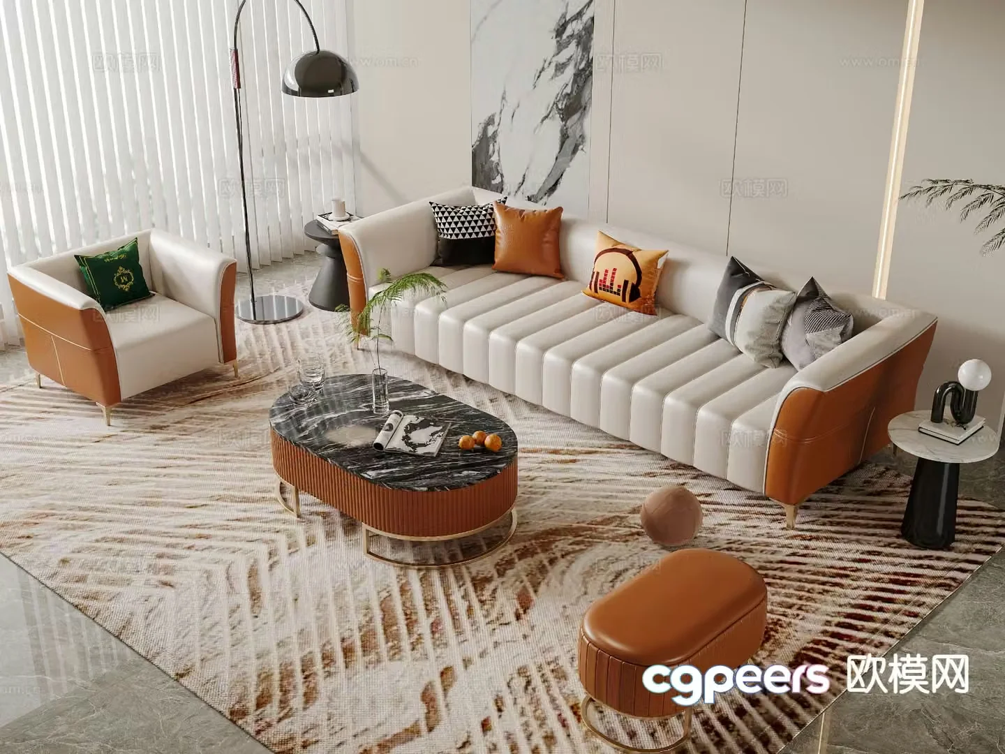 Light luxury sofa combination sofa 3D model
