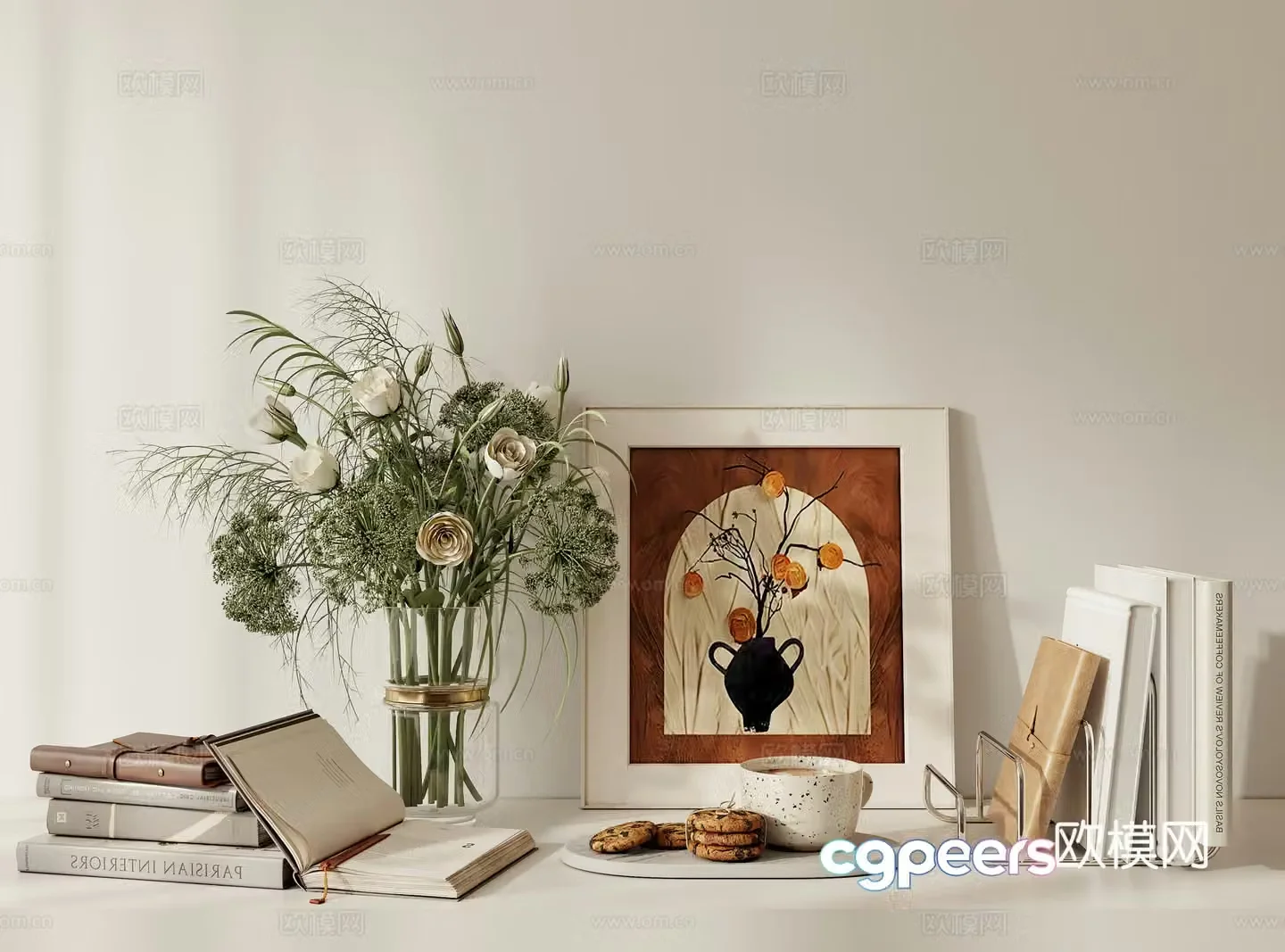 Desktop ornaments Books Vase 3D Model