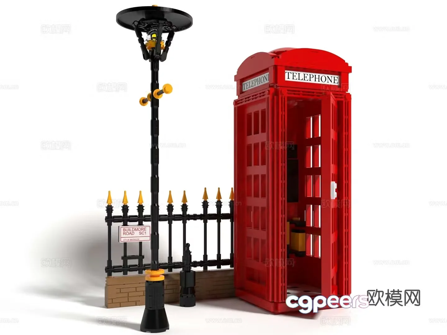 Modern style telephone booth ornament 3d model