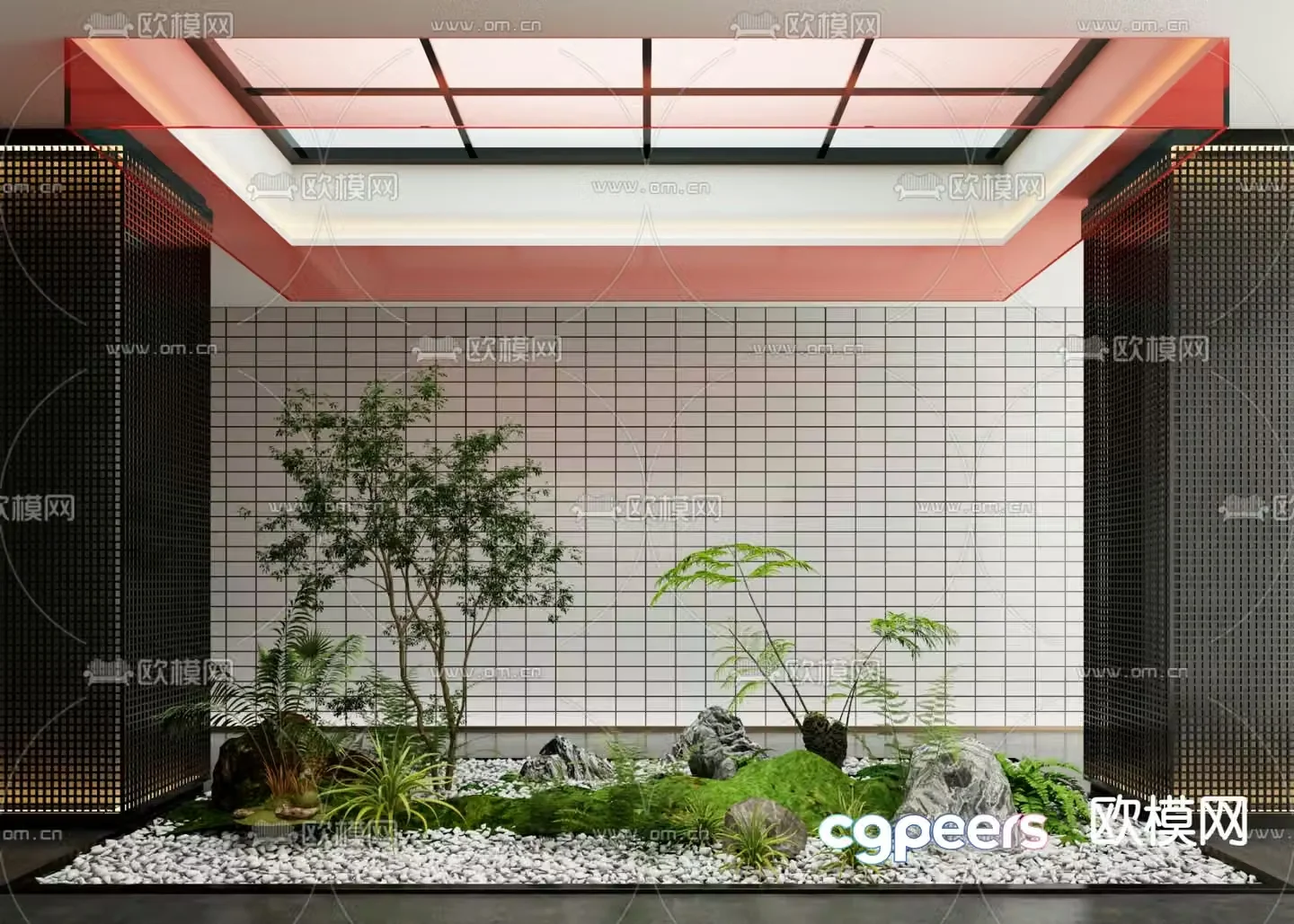 Indoor patio green plant landscaping 3D model