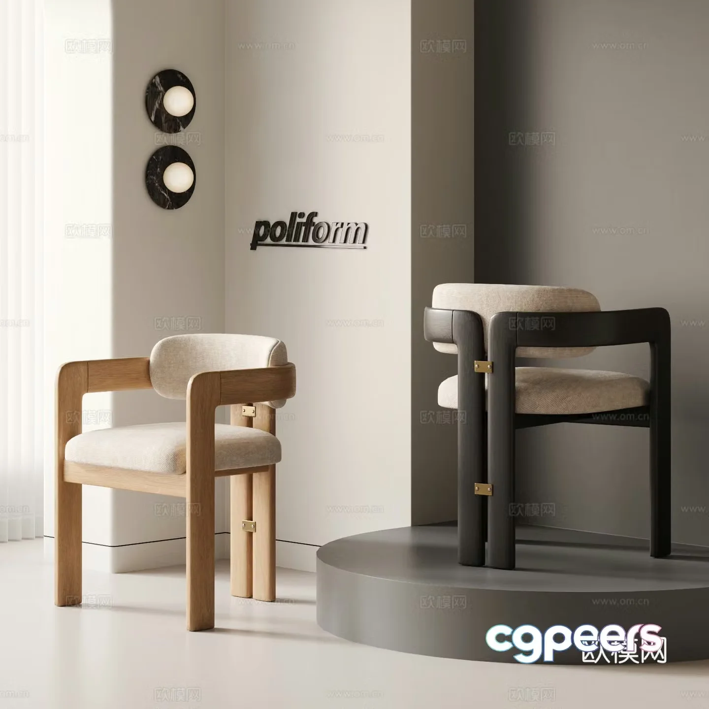 Modern dining chair combination Italian dining chair combination Wooden chair fabric writing chair book chair 3d model