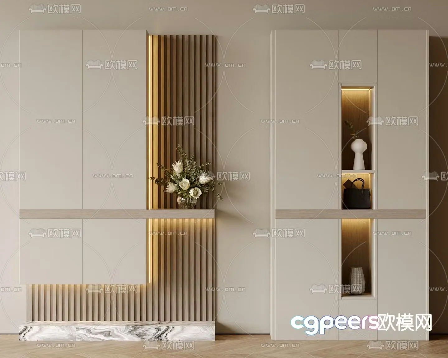 Door entry shoe cabinet 3D model