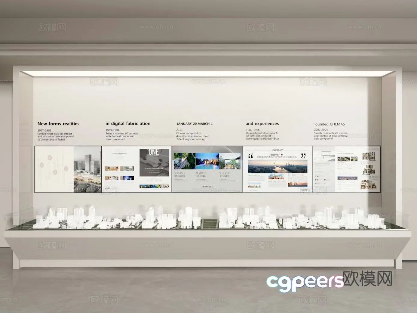Exhibition hall cultural wall 3d model