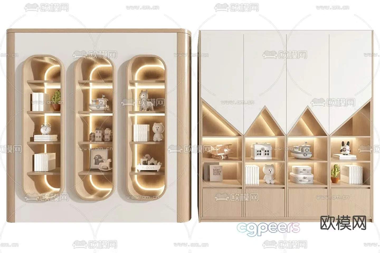 Children’s bookcase storage cabinet 3d model