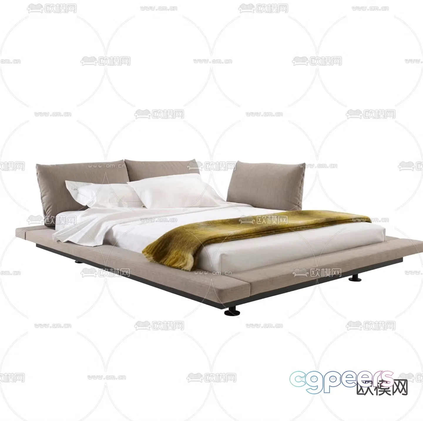 Modern double bed suspended bed 3d model