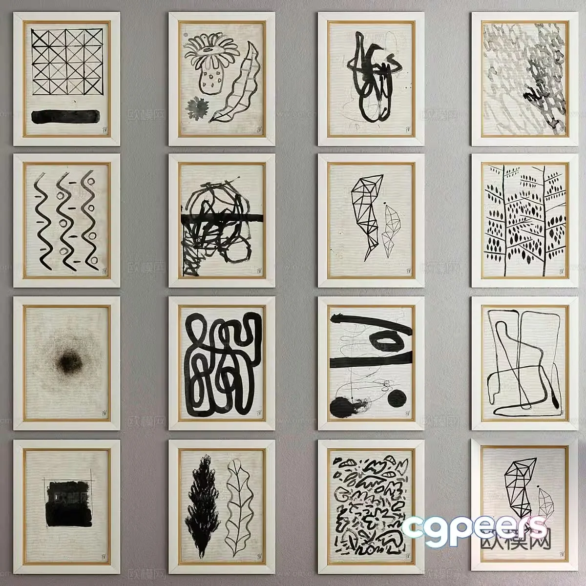 Wabi-sabi art painting decorative painting 3d model