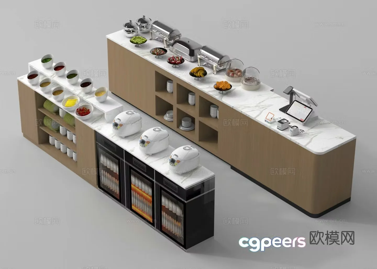 Buffet restaurant dining table seasoning table 3d model