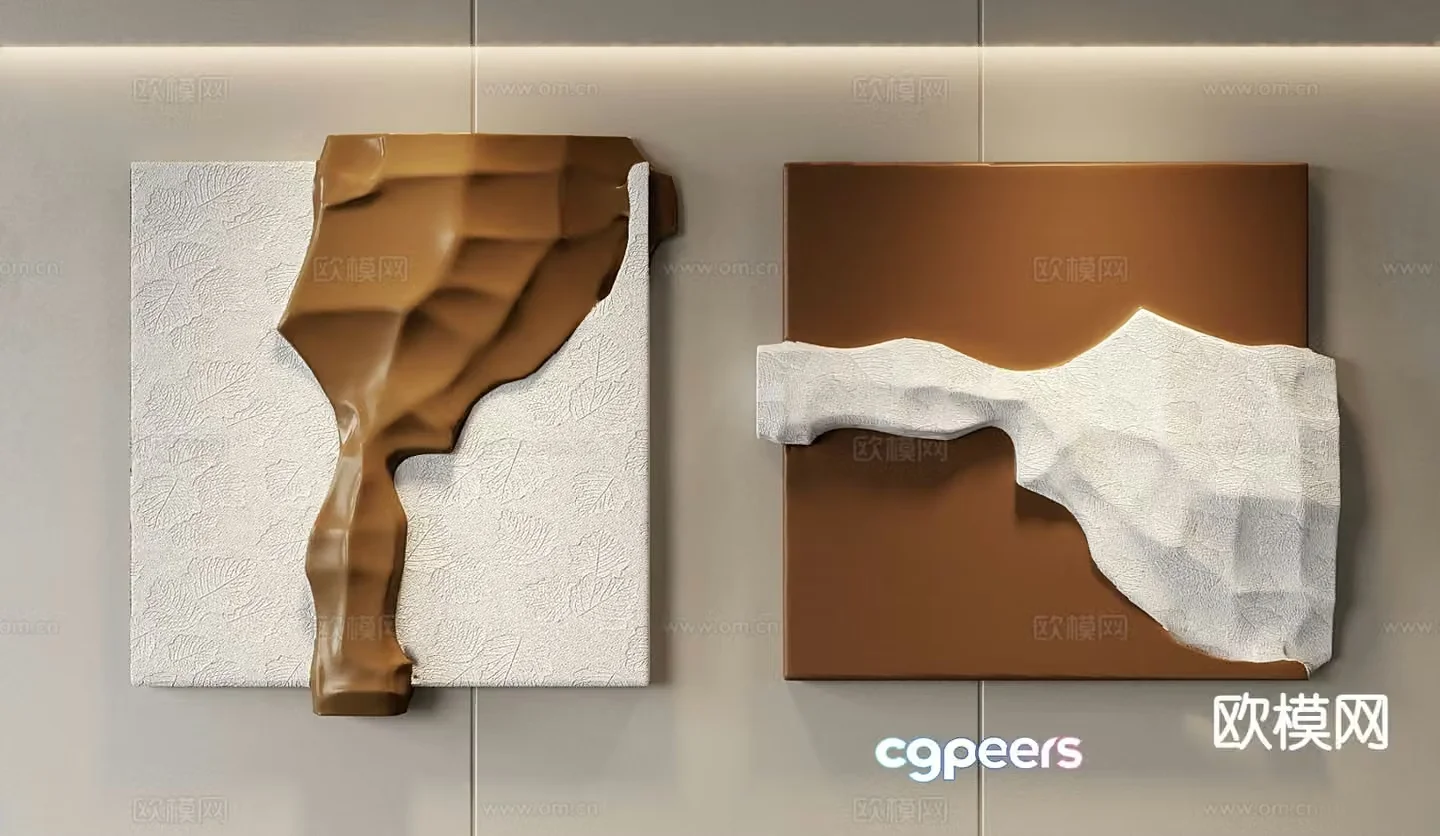 Wabi-sabi three-dimensional painting relief painting decorative painting 3D model