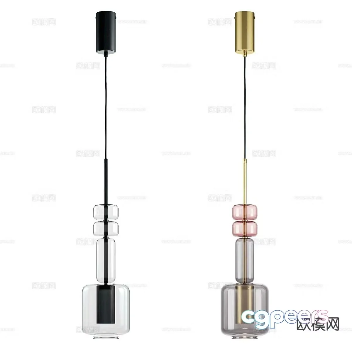 Modern glass chandelier 3d model