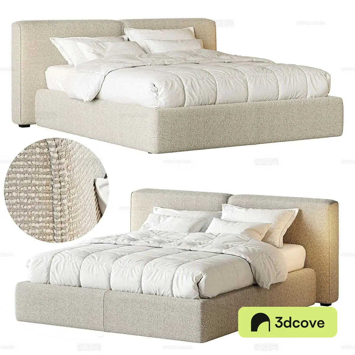 Fabric double bed Creamy double bed Children’s bed Children’s bed B&B Double bed Wasabi wind 3D model